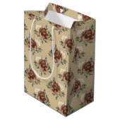 Rustic Country Roos Tissue Paper Medium Cadeauzakje (Achterkant Gekanteld)