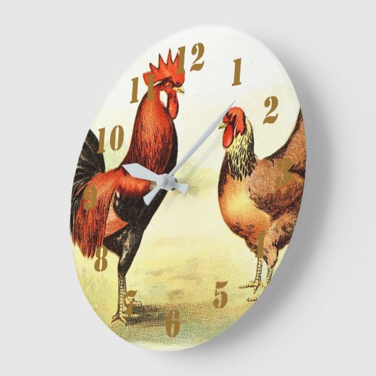 Rustic Country Rooster Elegant Grote Klok (Hoek)