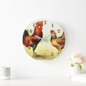 Rustic Country Rooster Elegant Grote Klok (Huis)