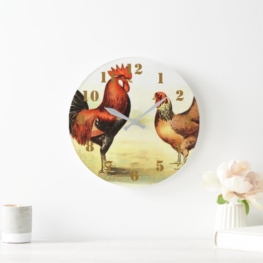 Rustic Country Rooster Elegant Grote Klok (Huis)
