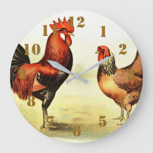 Rustic Country Rooster Elegant Grote Klok