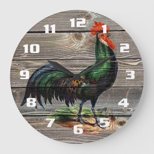 Rustic Country Rooster Kitchen Grote Klok (Voorkant)