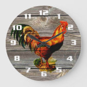 Rustic Country Rooster Kitchen Grote Klok (Voorkant)
