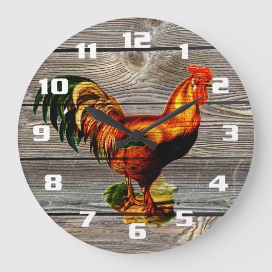 Rustic Country Rooster Kitchen Grote Klok (Voorkant)