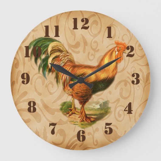 Rustic Country Rooster  Kitchen Grote Klok (Voorkant)