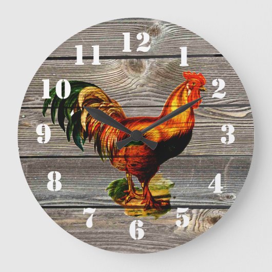 Rustic Country Rooster Kitchen Grote Klok (Voorkant)