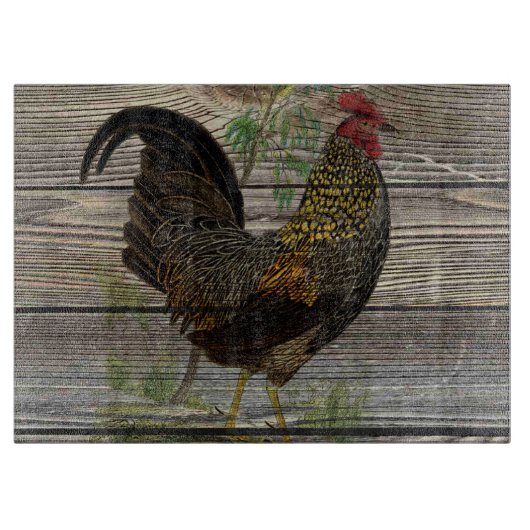 Rustic Country Rooster Kitchen Snijplank (Voorkant)