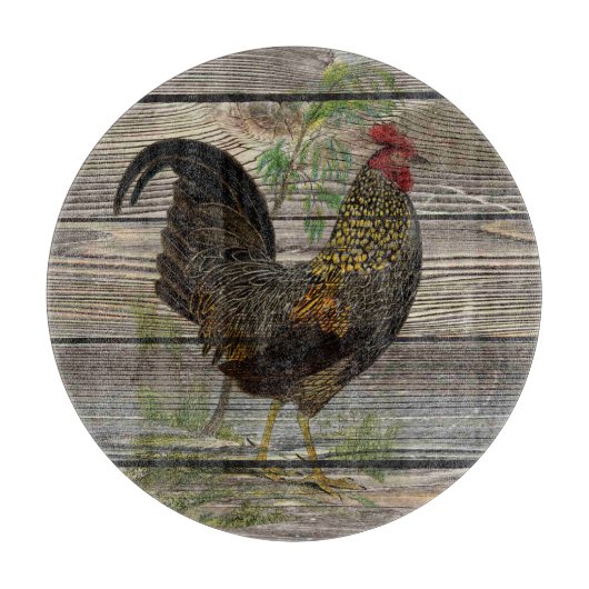 Rustic Country Rooster Kitchen Snijplank (Voorkant)