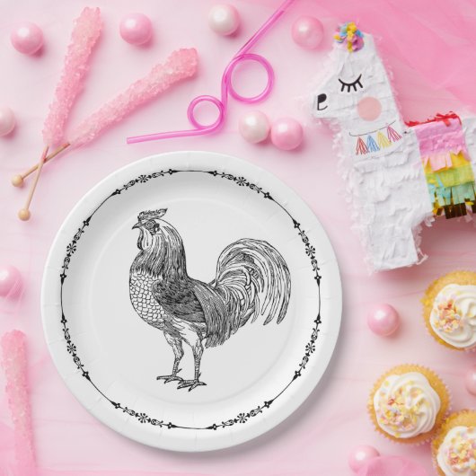 Rustic Country Rooster Papieren Bordje (Feest)