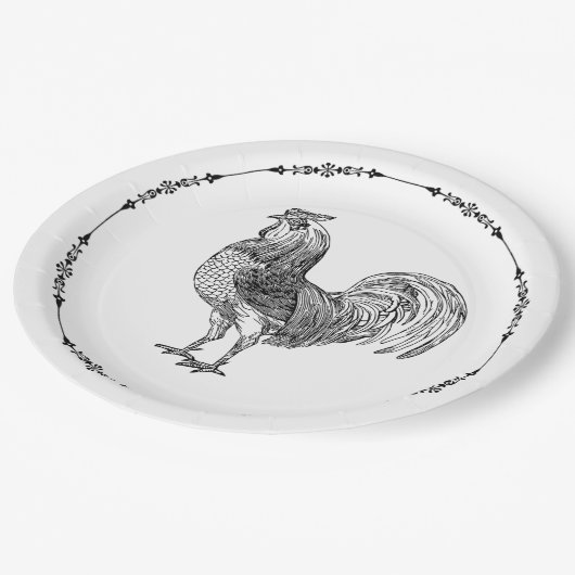 Rustic Country Rooster Papieren Bordje (Gekanteld)