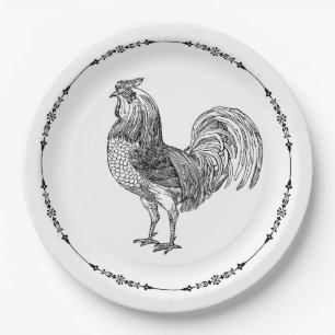 Rustic Country Rooster Papieren Bordje