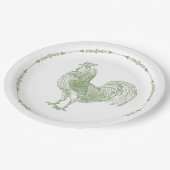 Rustic Country Rooster Sage Green Papieren Bordje (Gekanteld)