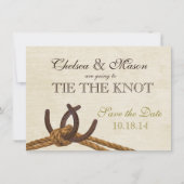 Rustic Country Rope en Hoefijzers Save the Date (Voorkant)