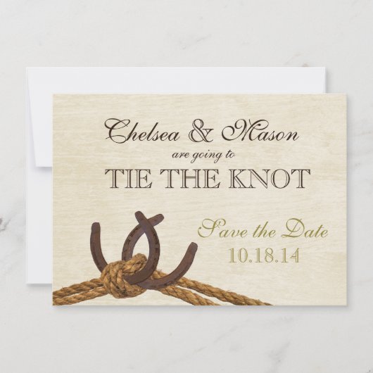 Rustic Country Rope en Hoefijzers Save the Date (Voorkant)