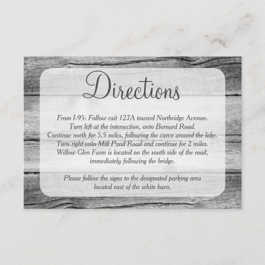 Rustic Country Rozen Bruiloft Routebeschrijving Informatiekaartje (Voorkant)