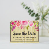 Rustic Country Save the Date Floral Announance Briefkaart (Staand voorkant)