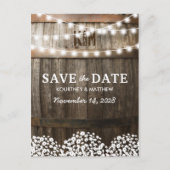 Rustic Country Save the Date | Lichtslingers Aankondigingskaart (Voorkant)