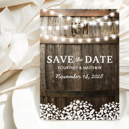 Rustic Country Save the Date | Lichtslingers Aankondigingskaart