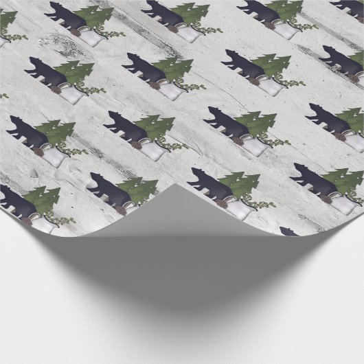 Rustic Country Silhouette Beer and Trees on Birch Cadeaupapier (Hoek)