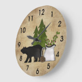 Rustic Country Silhouette Beer en Trees Mountain Grote Klok (Hoek)