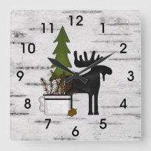 Rustic Country Silhouette Moose en Trees on Birch