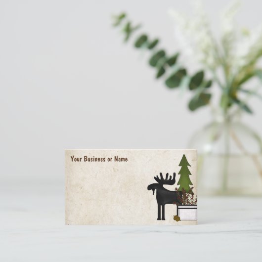 Rustic Country Silhouette Moose Visitekaartje (Staand voorkant)