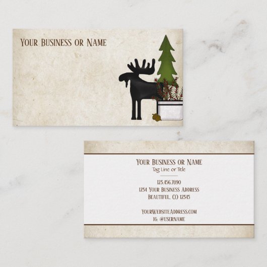Rustic Country Silhouette Moose Visitekaartje (Voorkant / Achterkant)