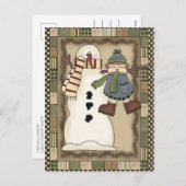 Rustic Country Snowman Holly Berries Open House Feestdagenkaart (Voorkant / Achterkant)