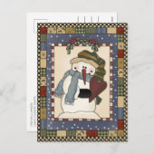 Rustic Country Snowman Holly Berries Open House Feestdagenkaart (Voorkant / Achterkant)