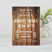 Rustic Country Star Hoefijzer Wedding Invitations Kaart (Staand voorkant)