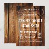 Rustic Country Star Hoefijzer Wedding Invitations Kaart (Voorkant / Achterkant)