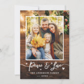 Rustic Country String Lights Foto van Peace and Lo Feestdagenkaart (Voorkant)