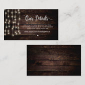 Rustic Country String Lights, huwelijksgegevens Informatiekaartje (Voorkant / Achterkant)