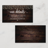 Rustic Country String Lights, huwelijksgegevens Informatiekaartje (Voorkant / Achterkant)