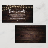 Rustic Country String Lights, huwelijksgegevens Informatiekaartje (Voorkant / Achterkant)