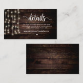 Rustic Country String Lights, huwelijksgegevens Informatiekaartje (Voorkant / Achterkant)
