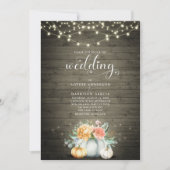 Rustic Country String Lights Pumpkin geveld huweli Kaart (Voorkant)