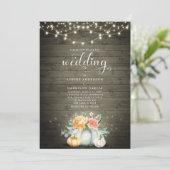 Rustic Country String Lights Pumpkin geveld huweli Kaart (Staand voorkant)