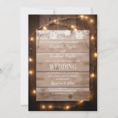 Rustic Country String Lights Wood Weddenschap Kaart (Voorkant)