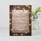 Rustic Country String Lights Wood Weddenschap Kaart (Staand voorkant)
