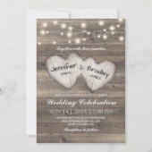 Rustic Country String of Lights Wedding Kaart (Voorkant)