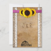 Rustic Country Sun Flower Lace Wedding Invitations Kaart (Achterkant)