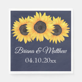 Rustic Country Sunflower Blue Luncheon Napkin Servet