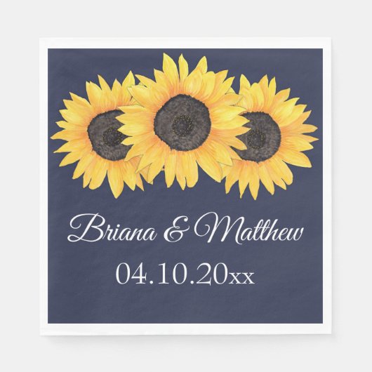 Rustic Country Sunflower Blue Luncheon Napkin Servet (Voorkant)