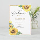 Rustic Country Sunflower Foto Afstuderen Kaart (Staand voorkant)