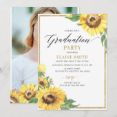 Rustic Country Sunflower Foto Afstuderen Kaart (Voorkant / Achterkant)