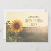 Rustic Country Sunflower verlovingsfeest nodigt ui Kaart (Voorkant)