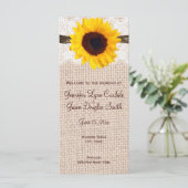 Rustic Country Sunflower Vertical Wedding Programs Programmakaart (Staand voorkant)