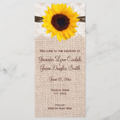 Rustic Country Sunflower Vertical Wedding Programs Programmakaart (Voorkant)