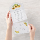 Rustic Country Sunflower Wedding All In One Uitnodiging (Afscheurbaar)
